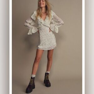 FREE PEOPLE SWEETEST THING MINI DRESS IN IVORY COMBO